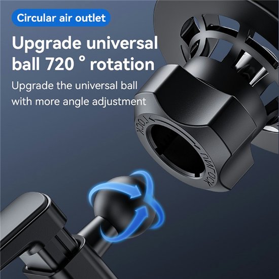 Telefoonhouder auto – Magnetisch Ventilatierooster Rond – MagSafe compatibel – 360° draaibaar – Supersterke grip – Zwart-Telefoonhouders-Ilumina Benelux