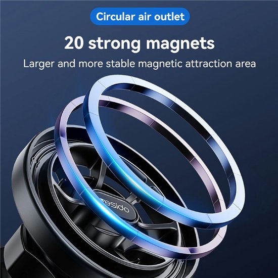 Telefoonhouder auto – Magnetisch Ventilatierooster Rond – MagSafe compatibel – 360° draaibaar – Supersterke grip – Zwart-Telefoonhouders-Ilumina Benelux
