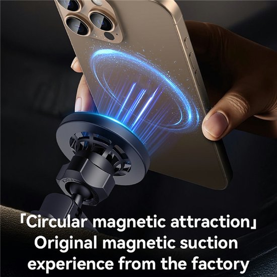 Telefoonhouder auto – Magnetisch Ventilatierooster Rond – MagSafe compatibel – 360° draaibaar – Supersterke grip – Zwart-Telefoonhouders-Ilumina Benelux