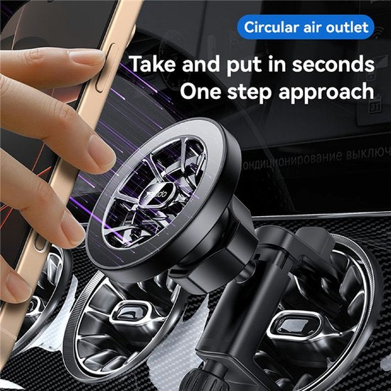 Telefoonhouder auto – Magnetisch Ventilatierooster Rond – MagSafe compatibel – 360° draaibaar – Supersterke grip – Zwart-Telefoonhouders-Ilumina Benelux