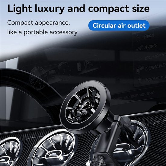 Telefoonhouder auto – Magnetisch Ventilatierooster Rond – MagSafe compatibel – 360° draaibaar – Supersterke grip – Zwart-Telefoonhouders-Ilumina Benelux