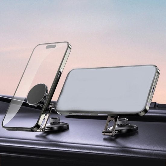 Telefoonhouder auto – Magnetisch – Voor dashboard/voorruit/middenconsole – Inclusief magneetstickers – Geschikt voor Tesla – Zwart-Ilumina Benelux