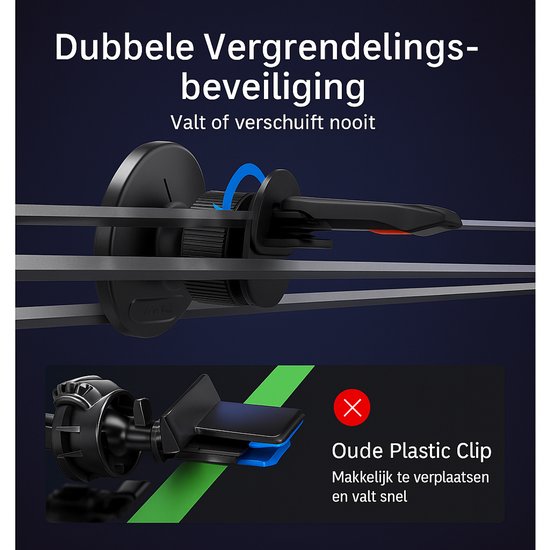 Telefoonhouder auto – Magnetisch met Qi draadloze oplader 15W – Ventilatierooster montage – Metalen ring – Zwart-Ilumina Benelux