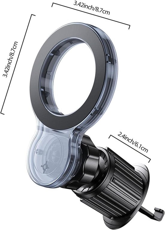 Telefoonhouder auto – Magnetisch ventilatierooster – MagSafe compatibel – Verstelbare kijkhoek – Universeel iPhone/Samsung – Zwart-Telefoonhouders-Ilumina Benelux