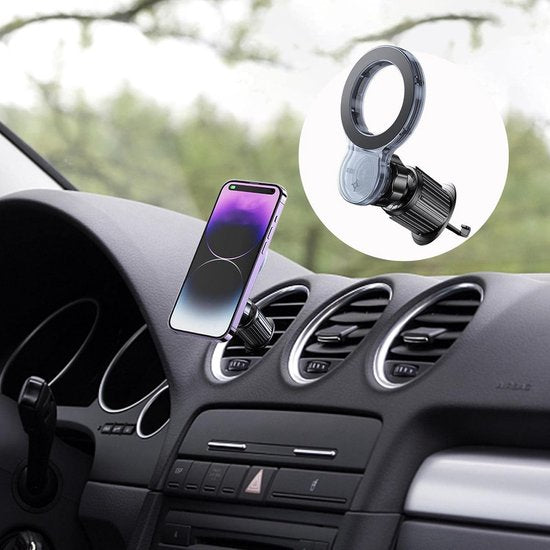 Telefoonhouder auto – Magnetisch ventilatierooster – MagSafe compatibel – Verstelbare kijkhoek – Universeel iPhone/Samsung – Zwart-Telefoonhouders-Ilumina Benelux