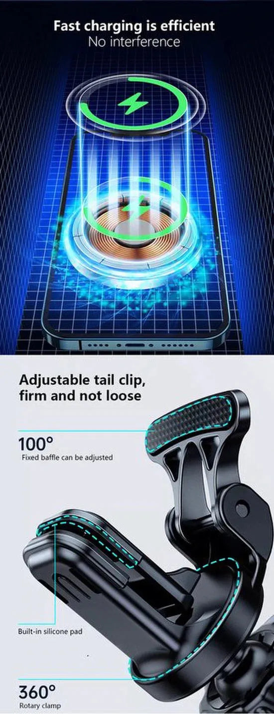 Telefoonhouder auto – Magnetische draadloze oplader 15W snellader – Dashboard/ventilatierooster – Geschikt voor iPhone & Samsung – Zwart-Ilumina Benelux
