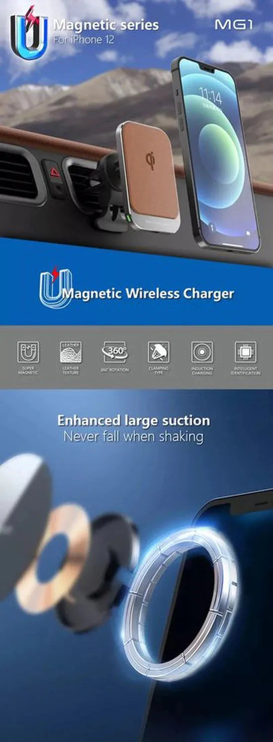 Telefoonhouder auto – Magnetische draadloze oplader 15W snellader – Dashboard/ventilatierooster – Geschikt voor iPhone & Samsung – Zwart-Ilumina Benelux