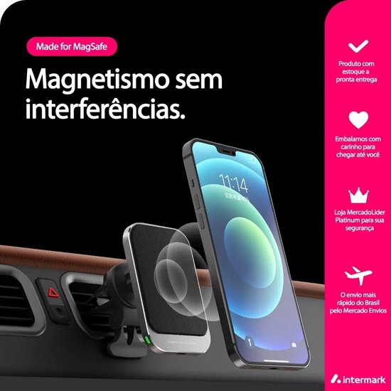 Telefoonhouder auto – Magnetische draadloze oplader 15W snellader – Dashboard/ventilatierooster – Geschikt voor iPhone & Samsung – Zwart-Ilumina Benelux