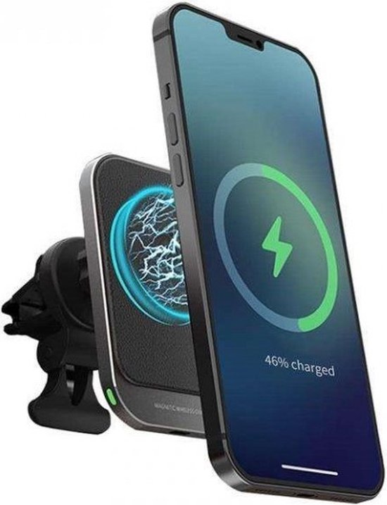 Telefoonhouder auto – Magnetische draadloze oplader 15W snellader – Dashboard/ventilatierooster – Geschikt voor iPhone & Samsung – Zwart-Ilumina Benelux