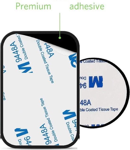 Telefoonhouder auto – Magnetische metalen plaatjes & stickers – Set van 8 – Sterke magneet – Zwart-Telefoonhouders-Ilumina Benelux