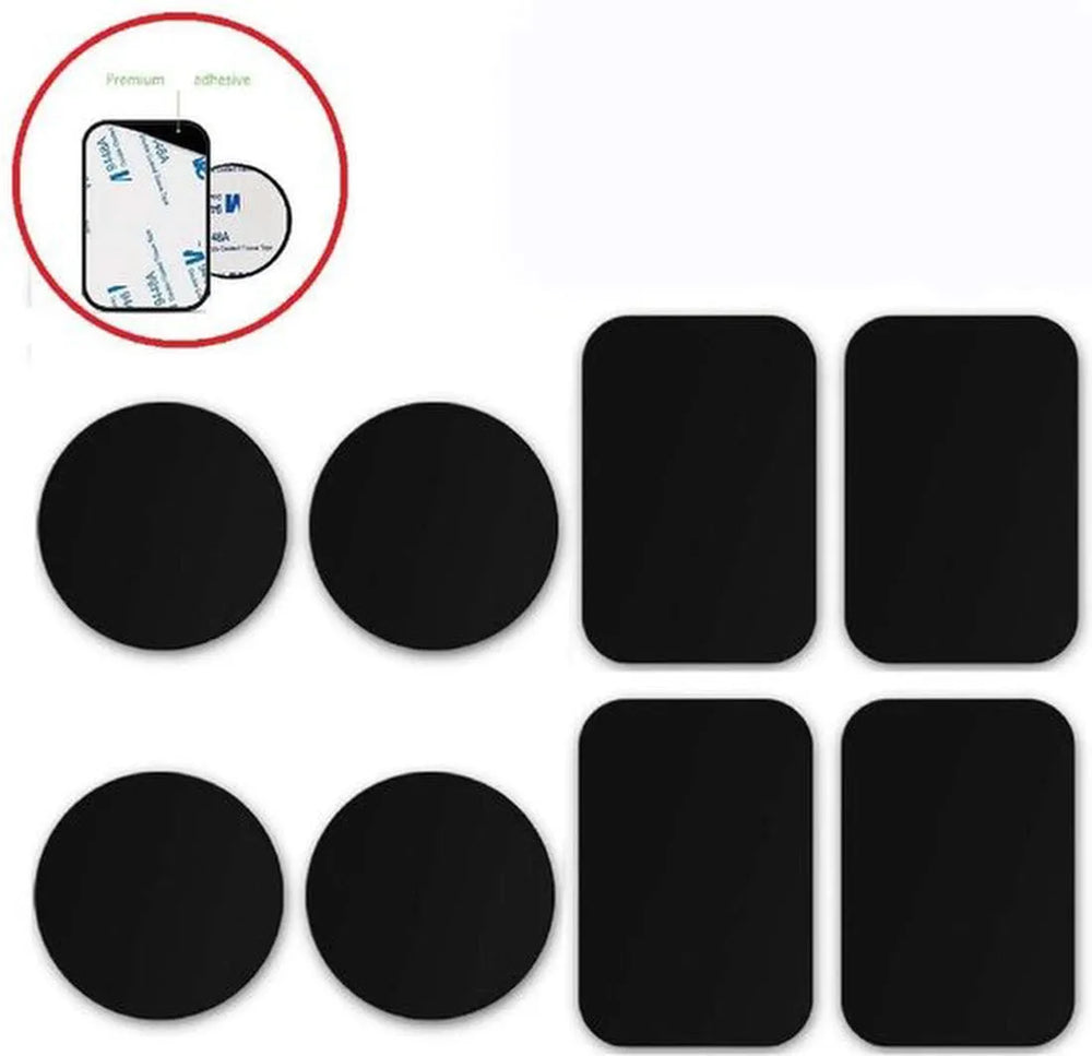 Telefoonhouder auto – Magnetische metalen plaatjes & stickers – Set van 8 – Sterke magneet – Zwart-Telefoonhouders-Ilumina Benelux