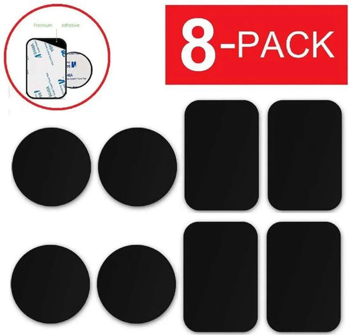 Telefoonhouder auto – Magnetische metalen plaatjes & stickers – Set van 8 – Sterke magneet – Zwart-Telefoonhouders-Ilumina Benelux