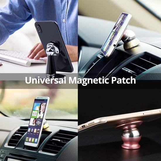 Telefoonhouder auto – Metalen platen set 9 stuks – Magneet sticker & MagSafe ring – Sterke hechting – Zwart-Telefoonhouders-Ilumina Benelux