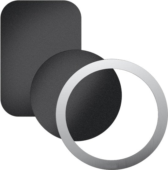 Telefoonhouder auto – Metalen platen set – Magneet sticker & MagSafe ring – 3 stuks – Zwart-Telefoonhouders-Ilumina Benelux