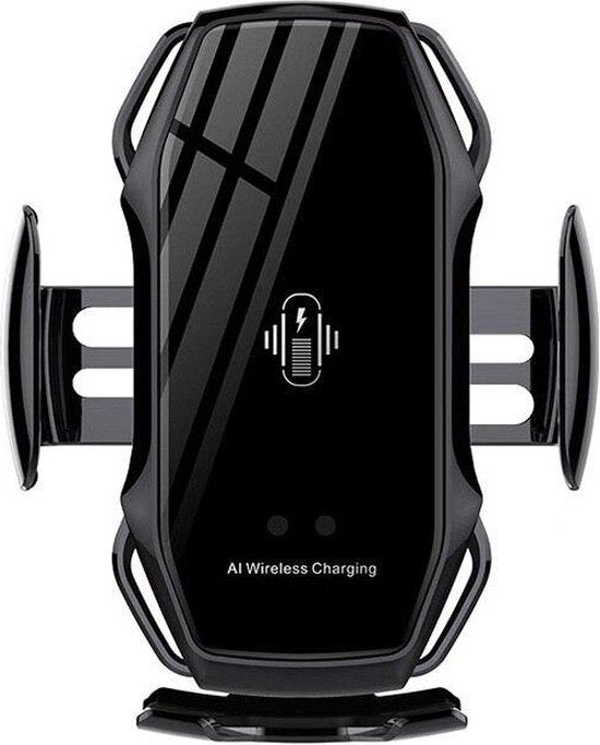 Telefoonhouder auto – Qi draadloze oplader 10W snelladen – Infrarood sensor – Ventilatierooster – 360° draaibaar – Zwart-Ilumina Benelux