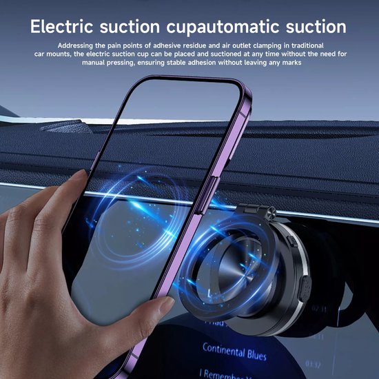 Telefoonhouder auto – Vacuüm zuignap – Magnetisch MagSafe – 360° draaibaar – Zwart-Ilumina Benelux