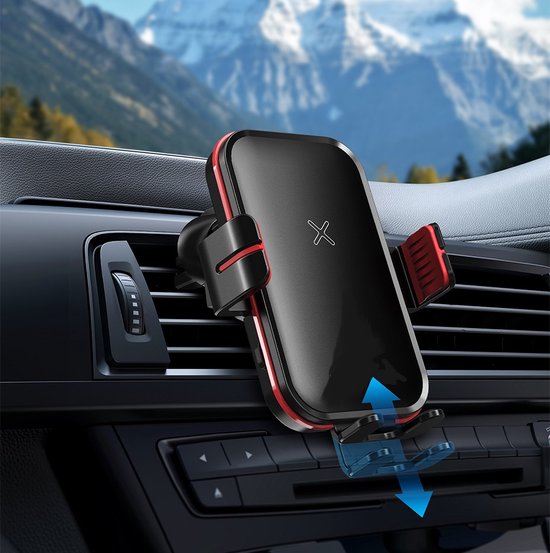 Telefoonhouder auto – Ventilatierooster – 15W Qi draadloze snellader – Automatische klem – Geschikt voor iPhone & Android – Zwart-Ilumina Benelux