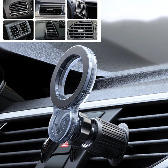 Telefoonhouder auto – Ventilatierooster – Geschikt voor MagSafe – Magnetisch – 360° draaibaar – Zwart-Telefoonhouders-Ilumina Benelux