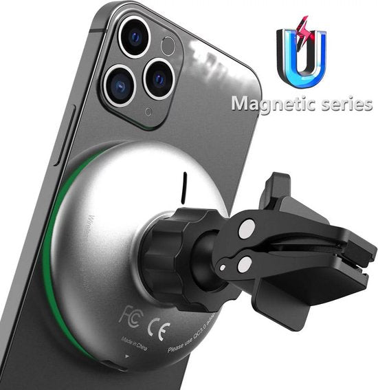Telefoonhouder auto – Ventilatierooster MagSafe draadloze oplader 15W – Magnetisch – Geschikt voor iPhone 12-16 – Zwart-Ilumina Benelux