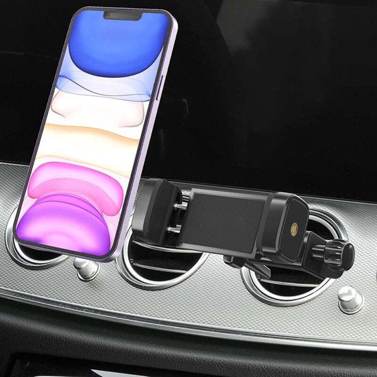 Telefoonhouder auto – Ventilatierooster montage – Voor ronde & standaard roosters – 360° draaibaar – Universeel – Zwart-Telefoonhouders-Ilumina Benelux