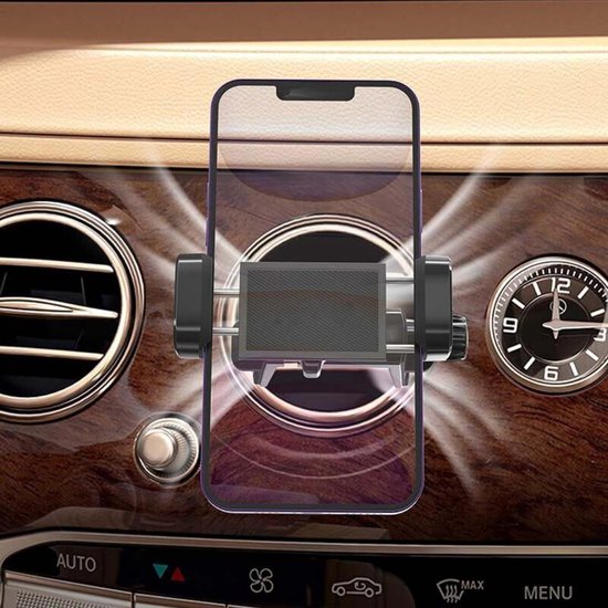 Telefoonhouder auto – Ventilatierooster montage – Voor ronde & standaard roosters – 360° draaibaar – Universeel – Zwart-Telefoonhouders-Ilumina Benelux