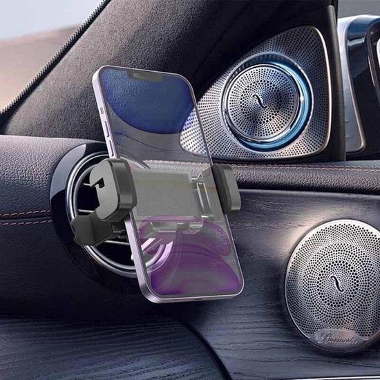 Telefoonhouder auto – Ventilatierooster montage – Voor ronde & standaard roosters – 360° draaibaar – Universeel – Zwart-Telefoonhouders-Ilumina Benelux