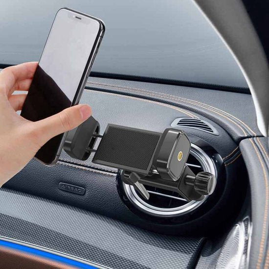 Telefoonhouder auto – Ventilatierooster montage – Voor ronde & standaard roosters – 360° draaibaar – Universeel – Zwart-Telefoonhouders-Ilumina Benelux