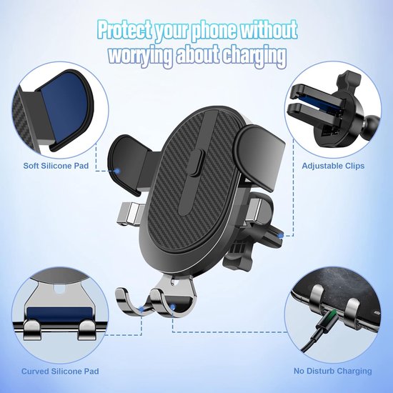 Telefoonhouder auto – Verstelbaar – Universeel voor Smartphone – Ventilatierooster & Dashboard – Zwart-Ilumina Benelux
