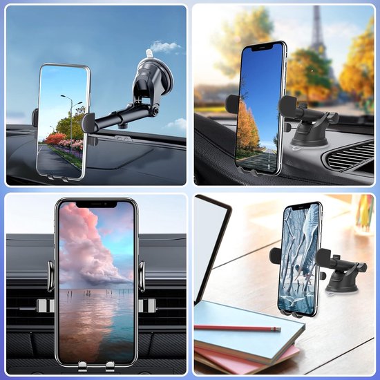 Telefoonhouder auto – Verstelbaar – Universeel voor Smartphone – Ventilatierooster & Dashboard – Zwart-Ilumina Benelux