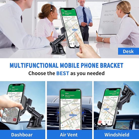 Telefoonhouder auto – Verstelbaar – Universeel voor Smartphone – Ventilatierooster & Dashboard – Zwart-Ilumina Benelux
