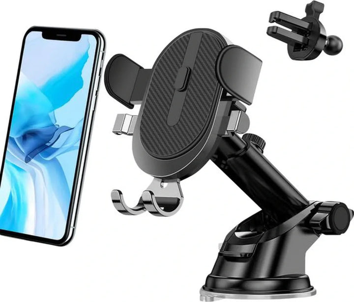 Telefoonhouder auto – Verstelbaar – Universeel voor Smartphone – Ventilatierooster & Dashboard – Zwart-Ilumina Benelux