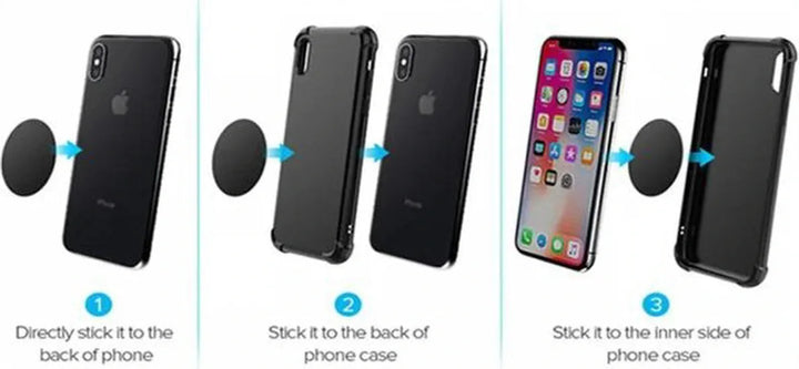 Telefoonhouder auto magneetplaatjes – 10 stuks – Zelfklevend magnetisch – Rechthoek – Zwart-Telefoonsticker-Ilumina Benelux