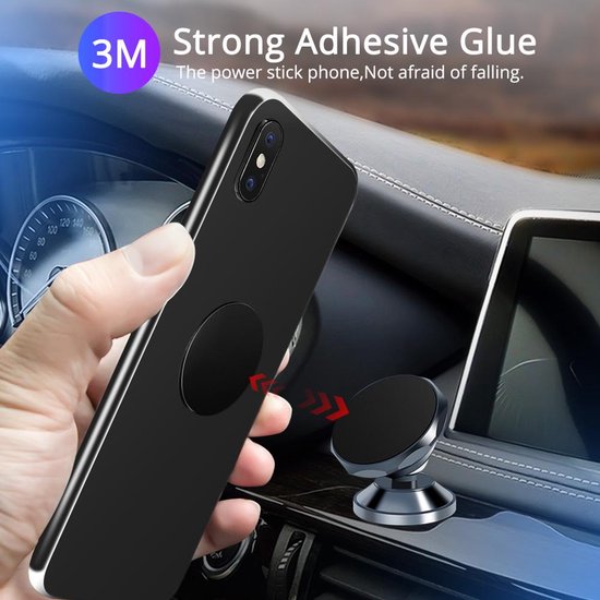 Telefoonhouder auto magneetplaten – Zelfklevend metalen plaatjes – 4 stuks – Voor smartphone magneethouder – Zwart-Telefoonhouders-Ilumina Benelux