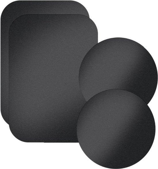 Telefoonhouder auto magneetplaten – Zelfklevend metalen plaatjes – 4 stuks – Voor smartphone magneethouder – Zwart-Telefoonhouders-Ilumina Benelux