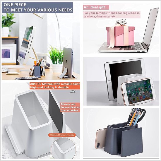 Telefoonhouder bureau – 3-in-1 Penhouder Organizer – Tablethouder & Laptophouder – Voor kantoor thuis school – Zwart-Tablethouder-Ilumina Benelux