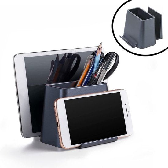 Telefoonhouder bureau – 3-in-1 Penhouder Organizer – Tablethouder & Laptophouder – Voor kantoor thuis school – Zwart-Tablethouder-Ilumina Benelux