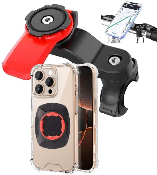 Telefoonhouder fiets – Magnetisch – Slotbevestiging – Met backcover – Geschikt voor iPhone 16 Pro-Telefoonhouders-Ilumina Benelux