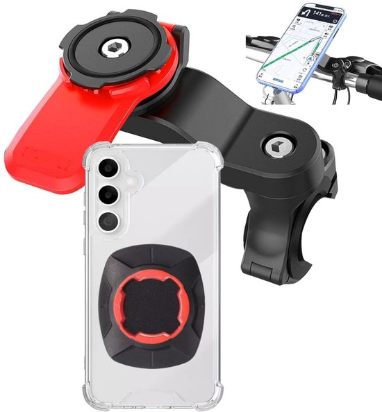 Telefoonhouder fiets – Magnetische fietshouder met backcover – Geschikt voor Samsung Galaxy A25 – Magneetsluiting-Telefoonhouders-Ilumina Benelux