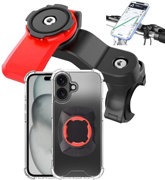 Telefoonhouder fiets – Magnetisch met backcover – Geschikt voor iPhone 16 – Magneetsluiting – Fietshouder-Telefoonhouders-Ilumina Benelux