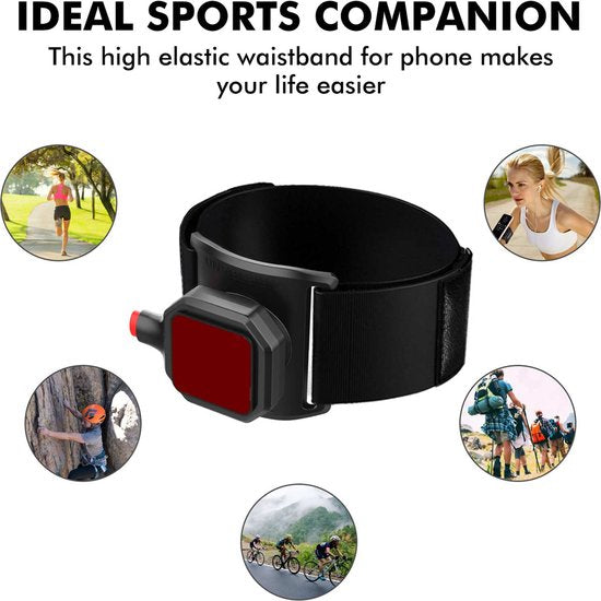 Telefoonhouder hardlopen – Polsband Armband – 360° draaibaar – Geschikt voor iPhone 7/8/11/12/13/14/15 Mini/Pro/Max – Zwart-Ilumina Benelux