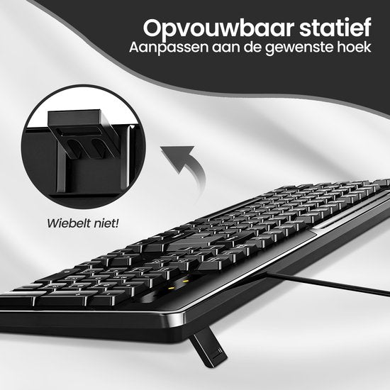 Toetsenbord en muis set – Velox Goods VL-500 – Bedraad – Stil – Spatwaterdicht – Plug & Play-Toetsenbord en muis-Ilumina Benelux