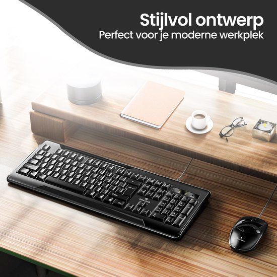 Toetsenbord en muis set – Velox Goods VL-500 – Bedraad – Stil – Spatwaterdicht – Plug & Play-Toetsenbord en muis-Ilumina Benelux