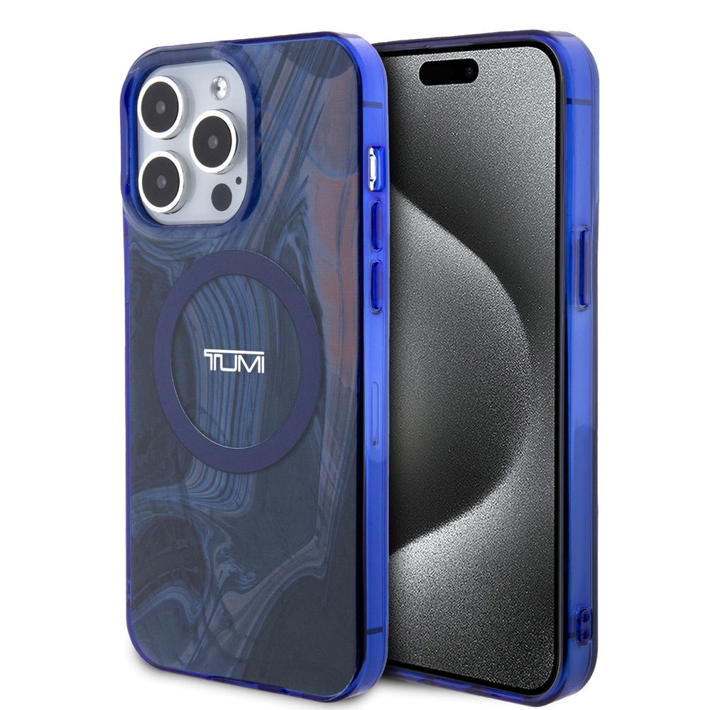 Tumi iPhone 15 Pro Backcover hoesje - Magsafe - Double Layer - Liquid Print - Blauw-Hoesjes-Ilumina Benelux