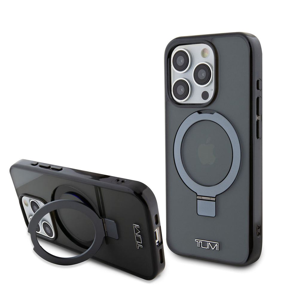 Tumi iPhone 15 Pro Backcover hoesje Metallic magsafe with stand - Zwart-Hoesjes-Ilumina Benelux