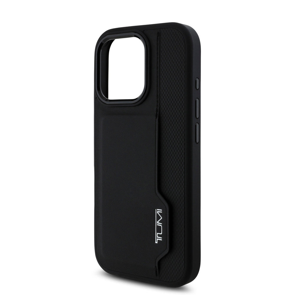 Tumi iPhone 16 Pro Max Backcover hoesje - Leather with Vertical Card Slot - Zwart-Hoesjes-Ilumina Benelux