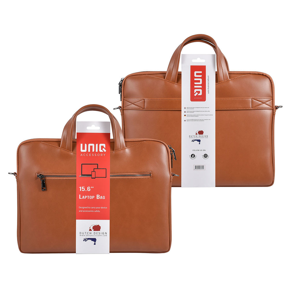 UNIQ Accessory 15.6 inch leren laptoptas - Bruin-Laptopcover-Ilumina Benelux