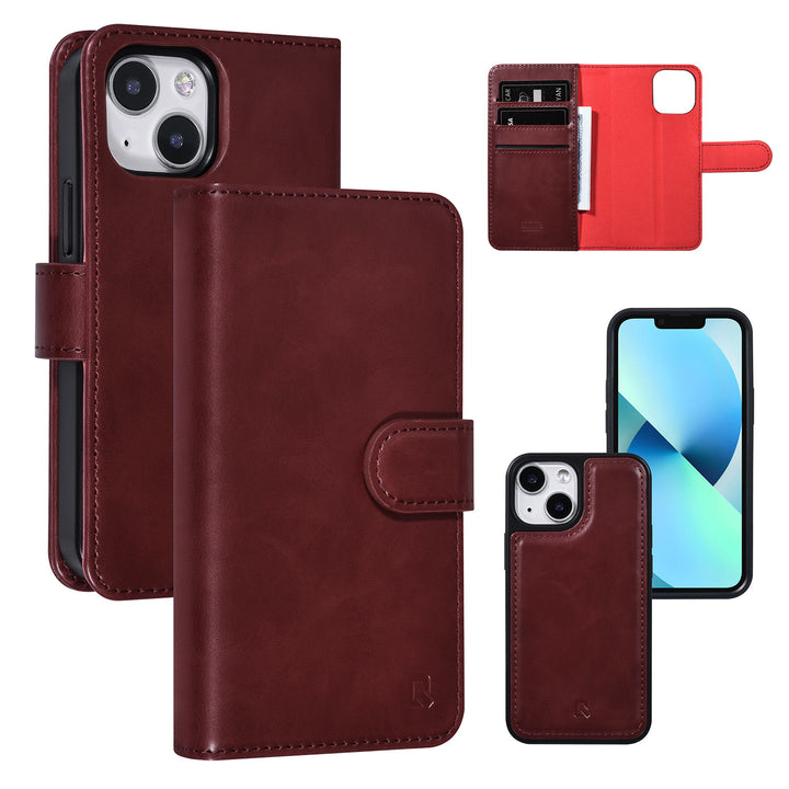 UNIQ Accessory 2 in 1 Rood iPhone 13 Mini Booktype en Backcover Pasjeshouder - Magneetsluiting-Hoesjes-Ilumina Benelux