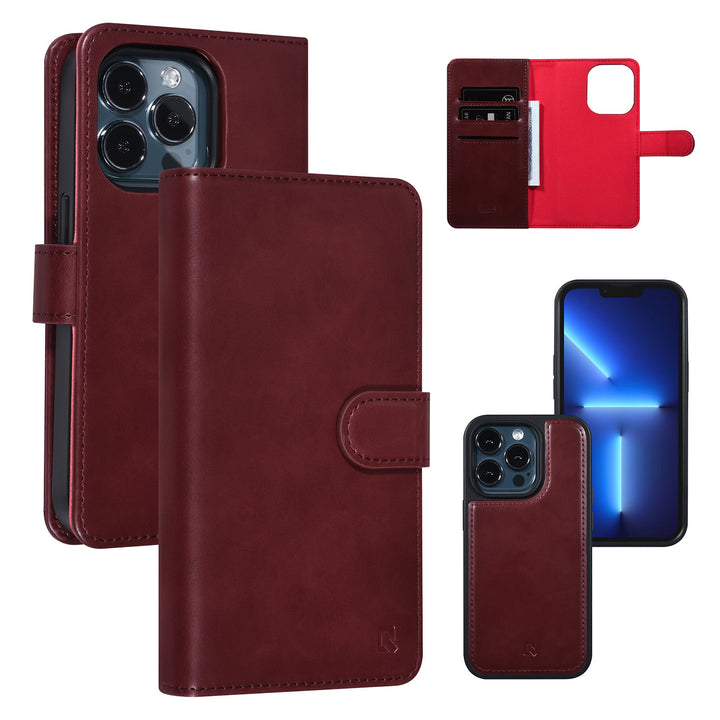UNIQ Accessory 2 in 1 Rood iPhone 13 Pro Booktype en Backcover Pasjeshouder - Magneetsluiting-Hoesjes-Ilumina Benelux
