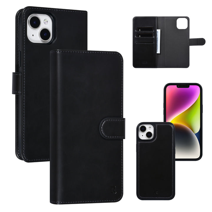 UNIQ Accessory 2 in 1 Zwart iPhone 14 & 15 Plus Booktype en Backcover Pasjeshouder - Magneetsluiting-Hoesjes-Ilumina Benelux