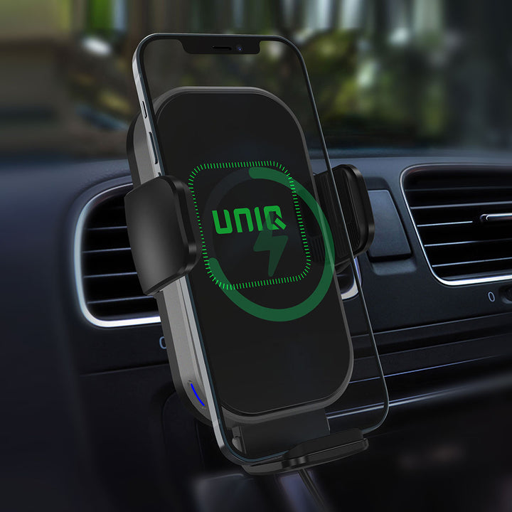 UNIQ Accessory 2 in 1 telefoonhouder en draadloze oplader voor de auto - ventilatierooster & dashboard - zwart-Telefoonhouders-Ilumina Benelux